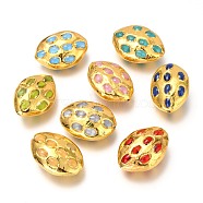 Cat Eye Beads, with Golden Tone Brass Findings, Oval, Mixed Color, 29~30x20.5~21x11~12mm, Hole: 1.2mm(G-Z018-05)