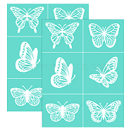 Self-Adhesive Silk Screen Printing Stencil, for Painting on Wood, DIY Decoration T-Shirt Fabric, Turquoise, Butterfly Pattern, 28x22cm(DIY-WH0173-021-D)