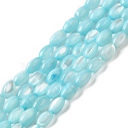 Natural Trochus Shell Beads Strands, Dyed, Rice, Light Cyan, 5x3~3.5mm, Hole: 0.7mm, about 81~82pcs/strand, 15.39''~15.51''(39.1~39.4cm)(SHEL-K006-19D)