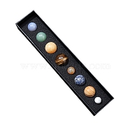 Natural Gemstone Eight Planets of the Solar System Display Decorations, Round Ball Energy Stone Gift, Box: 230x50x30mm, Beads: 12~25mm, 8pcs/box(G-F734-13)