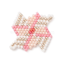 Handmade Japanese Seed Beads, Loom Pattern, Windmill, Pearl Pink, 27x31x2mm(PALLOY-MZ00037-01)
