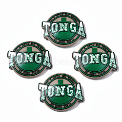 3D Printed Acrylic Pendants, Half Round/Dome with Word Tonga, Tan, 37x42x6.5mm, Hole: 1.6mm(KY-S163-315)