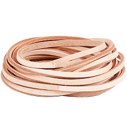 Flat Cowhide Leather Cord, for Jewelry Making, Goldenrod, 5.5x4mm(WL-GF0001-10A-01)