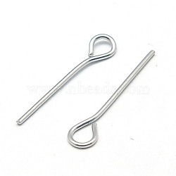 304 Stainless Steel Eye Pin, Stainless Steel Color, 16mm, Pin: 0.6mm, hole: 2mm, about 5000pcs/bag(STAS-E013-0.6x16mm)