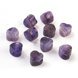 Natural Amethyst European Beads, Large Hole Beads, Heart, 13~14x13~14x9~10mm, Hole: 5.5~6mm(G-F580-C02)