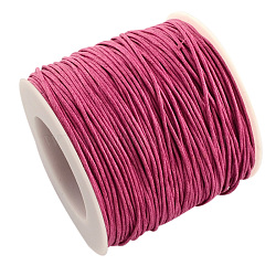 Waxed Cotton Thread Cords, Camellia, 1mm, about 100yards/roll(300 feet/roll)(YC-R003-1.0mm-146)