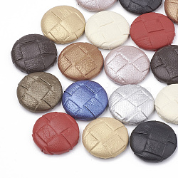 Imitation Leather Covered Cabochons, with Aluminum Bottom, Half Round/Dome, Platinum, Mixed Color, 19x5~6mm(X-WOVE-N006-01L)