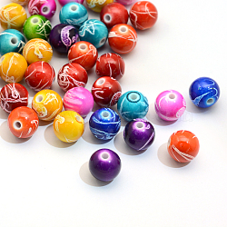 Spray Painted Drawbench Acrylic Round Beads, Mixed Color, 8mm, Hole: 2mm(X-ACRP-S657-8mm-M)