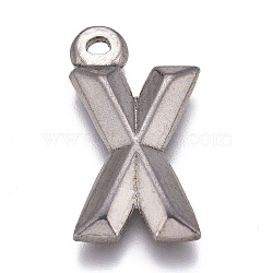 304 Stainless Steel Pendants, Alphabet, Letter.X, 16x9x2mm, Hole: 1.2mm(X-STAS-H119-01P-X)