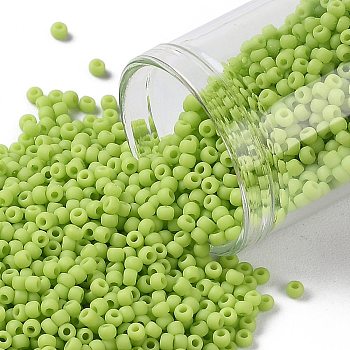 TOHO Round Seed Beads, Japanese Seed Beads, (44F) Opaque Frost Sour Apple, 11/0, 2.2mm, Hole: 0.8mm, about 1110pcs/10g
