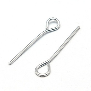 304 Stainless Steel Eye Pin, Stainless Steel Color, 16mm, Pin: 0.6mm, hole: 2mm, about 5000pcs/bag