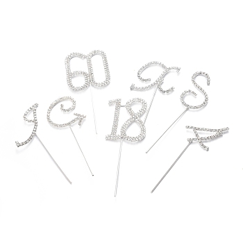 Alloy Hair Sticks, with Crystal Rhinestone, Mixed Shapes, Platinum, 100~113x36~54x3mm, Pin: 1.5mm