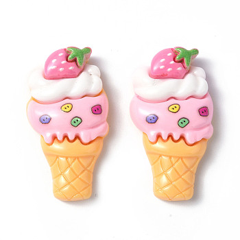 Opaque Resin Decoden Cabochons, Imitation Food, Ice Cream Pattern, 35x19x7.5mm