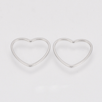 304 Stainless Steel Linking Ring, Heart, Stainless Steel Color, 18x19.5x1mm