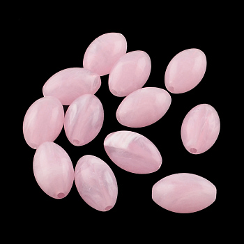 Oval Imitation Gemstone Acrylic Beads, Pearl Pink, 20x12mm, Hole: 2.5mm, about 260pcs/500g