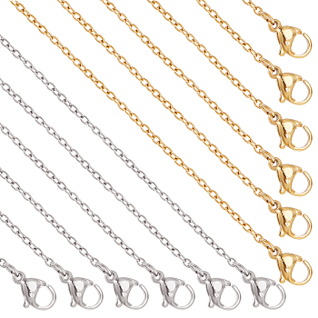 20Pcs 2 Style 304 Stainless Steel Cable Chains Necklaces Set for Men Women, Golden & Stainless Steel Color, 17.7~19.69 inch(45~50cm), 10Pcs/style