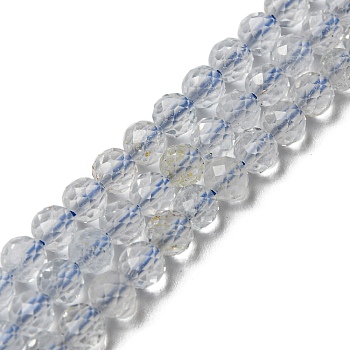 Natural Topaz Beads Strands, Faceted, Round, Grade A, Light Blue, 4mm, Hole: 0.3mm, about 97pcs/strand, 15.55 inch(39.5cm)