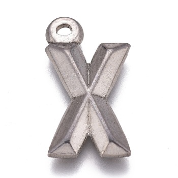 304 Stainless Steel Pendants, Alphabet, Letter.X, 16x9x2mm, Hole: 1.2mm