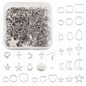 Stainless Steel Linking Rings, for Jewelry Making and Pendants, Mixed Shapes, Stainless Steel Color, 6.4x6.3x2cm