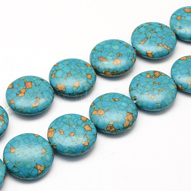 16mm MediumTurquoise Flat Round Synthetic Turquoise Beads