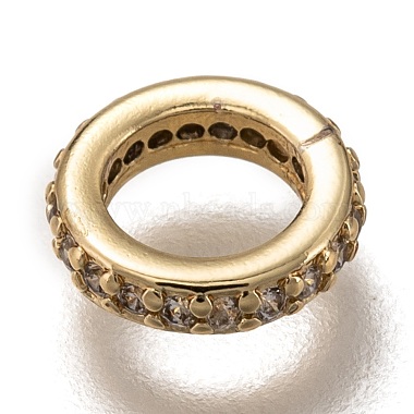 Brass Micro Pave Clear Cubic Zirconia Linking Rings(ZIRC-I051-01G)-2