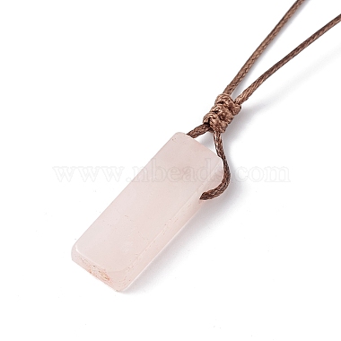 Natural Rose Quartz Nugget Pendant Necklace with Waxed Cord for Women(NJEW-F306-01G)-3