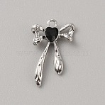 Alloy Pendants, with Plastic, Platinum, Bowknot, 22x15x4mm, Hole: 1.6mm(PALLOY-WH0108-07K-P)