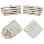 Velvet Jewelry Pouches, with Snap Button, for Earrings Rings Bracelets Storage, Square, Cornsilk, 8x8.2x0.3cm(TP-WH0012-05B)