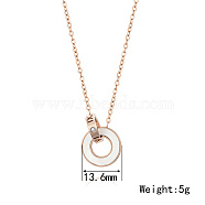 Roman Numerals Natual Shell Interlocking Rings Pendant Necklace with Stainless Steel Cable Chains, Rose Gold, Pendant: 13.6mm(PT5886)