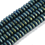 Electroplated Synthetic Non-magnetic Hematite Beads Strands, Disc, Heishi Beads, Blue Plated, 6x3mm, Hole: 1mm, about 135pcs/strand, 15.75''(40cm)(G-E618-08A)