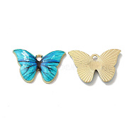 Rack Plating Alloy Charms, Nickel Free, Butterfly, Deep Sky Blue, 14.5x22x2.5mm, Hole: 1.8mm(PALLOY-O106-16G-01)