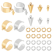 DIY Cone Charm Cuff Ring Making Kit, Including Stainless Steel Loop Ring Base, 304 Stainless Steel Pendant & Jump Rings, Golden & Stainless Steel Color, 32Pcs/box(STAS-UN0039-59)
