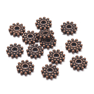 Tibetan Style Spacer Beads, Cadmium Free & Nickel Free & Lead Free, Gear, Red Copper, 9mm, Hole: 2.5mm(RAA119-NF)