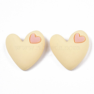 Opaque Resin Cabochons, Heart, Champagne Yellow, 19x20x8mm(X-CRES-N022-66E)