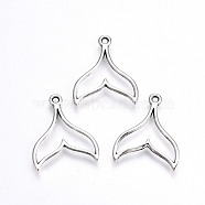 Tibetan Style Alloy Pendants, Lead Free & Cadmium Free, Fishtail, Antique Silver, 20x17x1mm, Hole: 1.4mm, about 1160pcs/500g(TIBE-S323-086AS-RS)