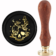 Brass Wax Seal Stamp with Handle, for DIY Scrapbooking, Skull Pattern, 89x30mm(AJEW-WH0184-0917)