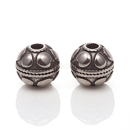 304 Stainless Steel Beads, Round, Antique Silver, 9x8.5mm, Hole: 2mm(STAS-I134-09AS)