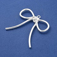 Rack Plating Alloy Pendants, Bowknot Charms, Silver, 40x40x5.5mm, Hole: 2mm(PALLOY-I221-06C-S)
