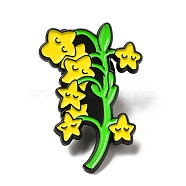 Gold Star Enamel Pin, Electrophoresis Black Plated Alloy Brooch for Backpack Clothes, Flower Pattern, 30x20.5x1.3mm(JEWB-A008-02D)