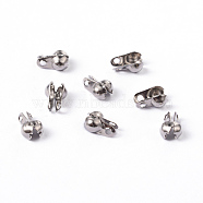 304 Stainless Steel Smooth Surface Bead Tips, Calotte Ends, Clamshell Knot Cover, Stainless Steel Color, 6x4x2.5mm, Hole: 1mm, Inner Diameter: 2mm(STAS-D150-02P)