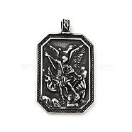 304 Stainless Steel Big Pendants, Archangel Michael Medallion, Antique Silver, 51x31x6.5mm, Hole: 4mm(STAS-P309-08AS)