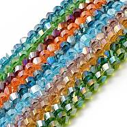 Electroplate Glass Beads Strands, AB Color Plated, Faceted, Twist, Mixed Color, 10x10x9mm, Hole: 2mm(EGLA-R031-10mm-M)