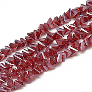 Electroplate Glass Beads Strands, Faceted Triangle, FireBrick, 6x5x4mm, Hole: 1.2mm, about 100pcs/strand, 12.99 inch(EGLA-Q103-A03)