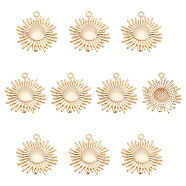 BENECREAT 10Pcs Brass Pendants, Sun Charm, Real 18K Gold Plated, 20x18x6.5mm, Hole: 1mm(KK-BC0013-12)