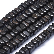 Natural Obsidian Beads Strands, Square Heishi Beads, 7~8x7~8x4mm, Hole: 0.8mm, about 95pcs/strand, 15.7 inch(40cm)(G-K293-H03-A)