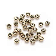 Gear Tibetan Style Alloy Spacer Beads, Cadmium Free & Nickel Free & Lead Free, Antique Golden, 6.5mm, Hole: 2mm(X-GAB145)