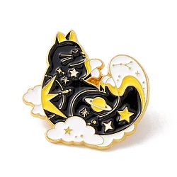 Cat Enamel Pin, Animal Alloy Badge for Backpack Clothes, Golden, Black, 31x29.5x1.5mm, Pin: 1mm(JEWB-H008-37G)