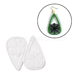 DIY Teardrop with Spider Web Pendants Silicone Molds, Resin Casting Molds, For UV Resin, Epoxy Resin Jewelry Making, Halloween Theme, White, 73x64x3mm, Hole: 2mm, Inner Diameter: 60x36mm(DIY-D060-11)