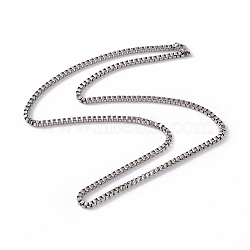 201 Stainless Steel Box Chain Necklace for Men Women, Stainless Steel Color, 23.62 inch(60cm)(NJEW-P268-A41-1X5)