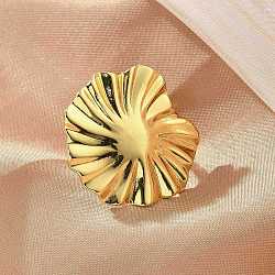 Leaf Brass Cuff Rings for Women, Rack Plating, Long-Lasting Plated, Cadmium Free & Lead Free, Real 18K Gold Plated, Inner Diameter: Adjustable(RJEW-C123-05G)